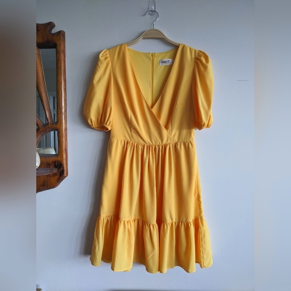 Eliza J || Crossover Marigold Ruffle Dress - Picture 2 of 5